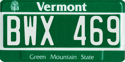 VT license plate BWX469