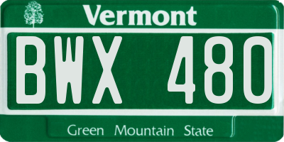 VT license plate BWX480
