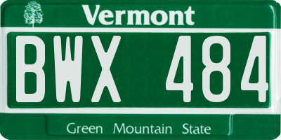 VT license plate BWX484
