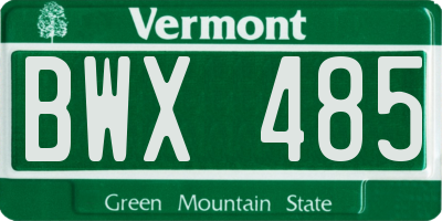 VT license plate BWX485