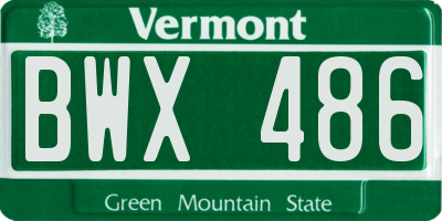 VT license plate BWX486