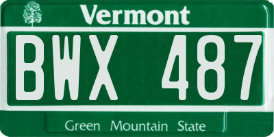 VT license plate BWX487