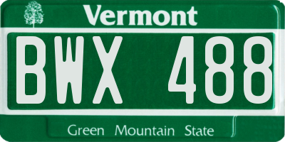 VT license plate BWX488