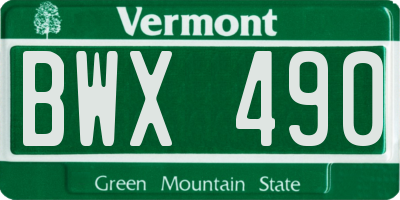 VT license plate BWX490