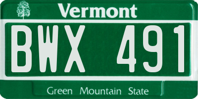 VT license plate BWX491