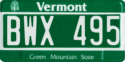 VT license plate BWX495
