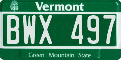 VT license plate BWX497