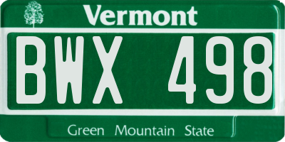 VT license plate BWX498