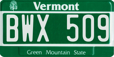 VT license plate BWX509