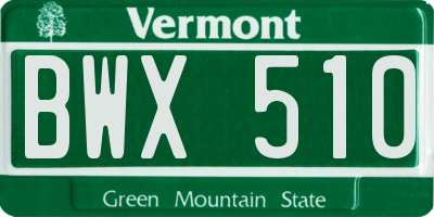 VT license plate BWX510