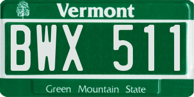 VT license plate BWX511