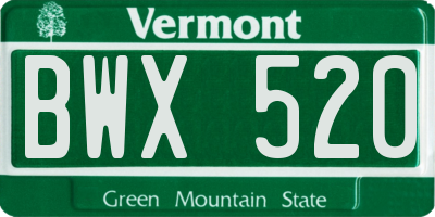 VT license plate BWX520