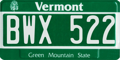 VT license plate BWX522