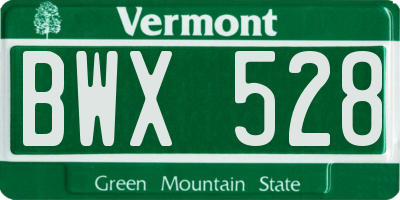 VT license plate BWX528