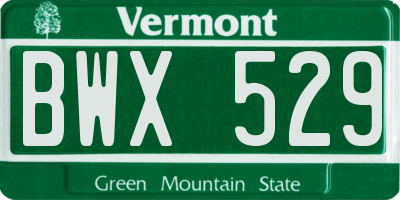 VT license plate BWX529