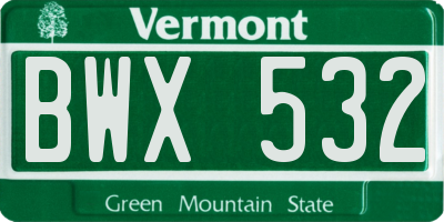 VT license plate BWX532
