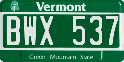 VT license plate BWX537