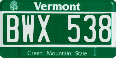 VT license plate BWX538
