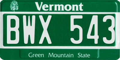 VT license plate BWX543