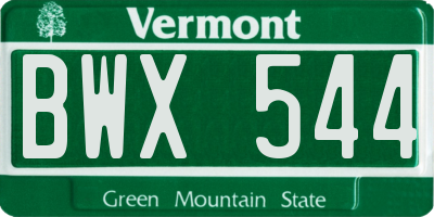 VT license plate BWX544