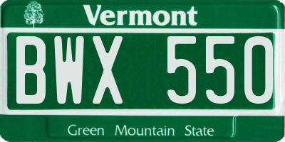 VT license plate BWX550