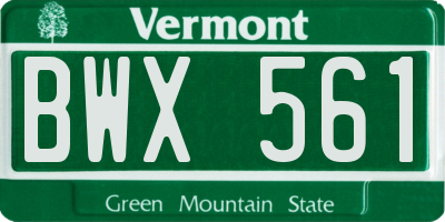 VT license plate BWX561