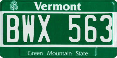 VT license plate BWX563