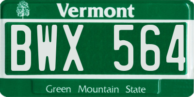 VT license plate BWX564