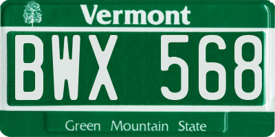 VT license plate BWX568