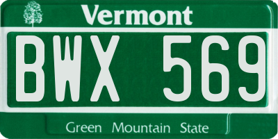 VT license plate BWX569