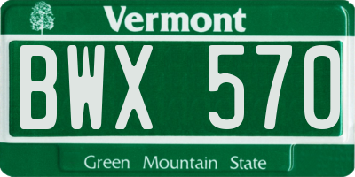 VT license plate BWX570