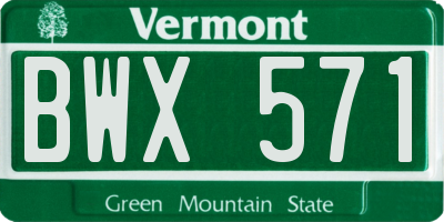 VT license plate BWX571