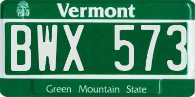 VT license plate BWX573