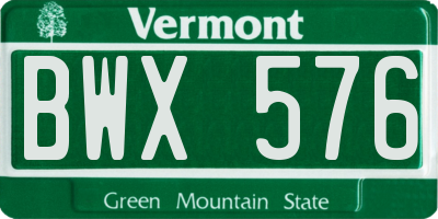 VT license plate BWX576