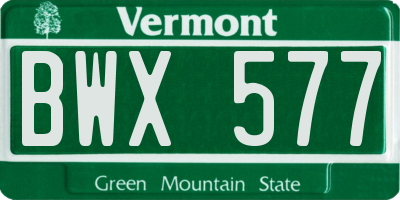 VT license plate BWX577