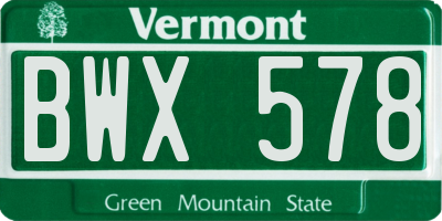 VT license plate BWX578