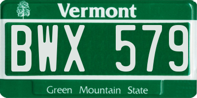 VT license plate BWX579