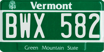 VT license plate BWX582