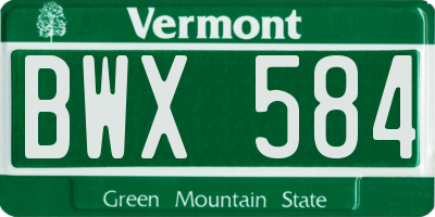 VT license plate BWX584