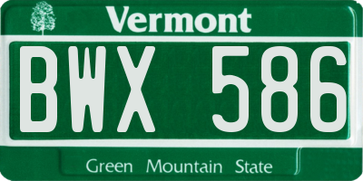 VT license plate BWX586