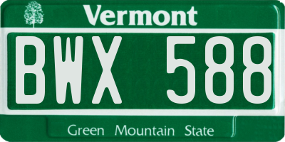 VT license plate BWX588