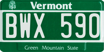 VT license plate BWX590