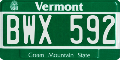 VT license plate BWX592