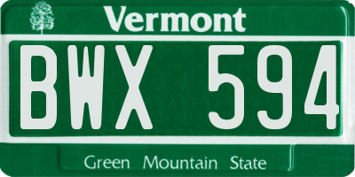 VT license plate BWX594
