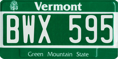 VT license plate BWX595