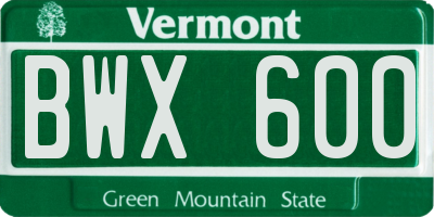 VT license plate BWX600