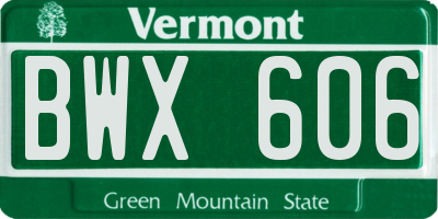 VT license plate BWX606
