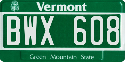VT license plate BWX608
