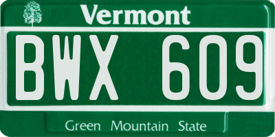 VT license plate BWX609
