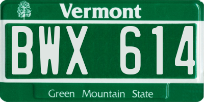 VT license plate BWX614